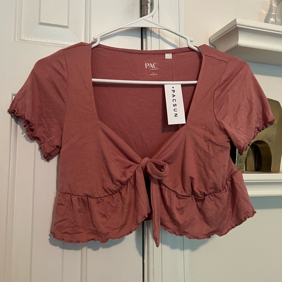 PacSun Ruffle Flutter T-Shirt Pink - Picture 2 of 6
